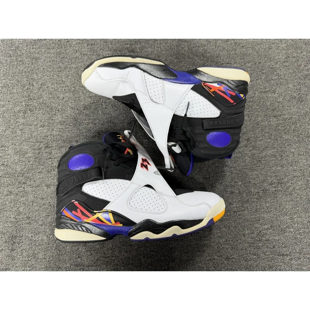 Jordan Air Jordan 8 Retro Three Peat Shoes Mens 10 White Basketball 305381 142